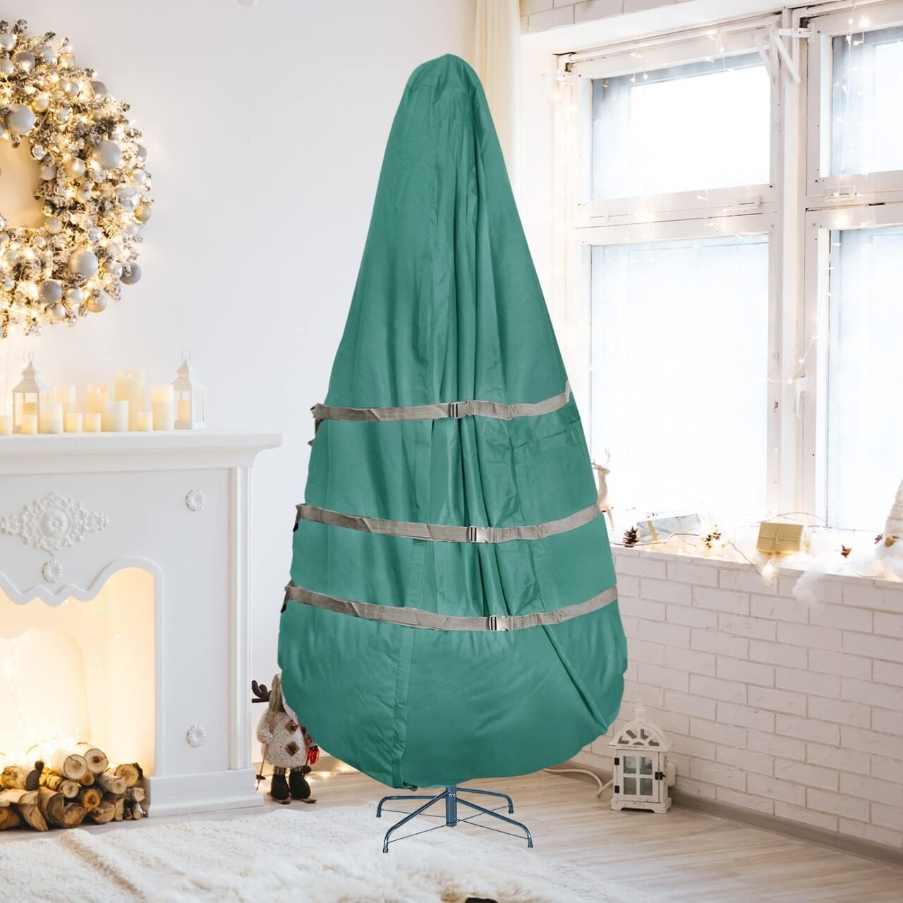 Premium Upright Christmas Tree Storage Bags Holds up to 9 Ft Christmas Tree Bag Storage Heavy Duty 600D Canvas Christmas Tree Covers with Hem, Zipper, Handles, Protects from Dust & Moisture